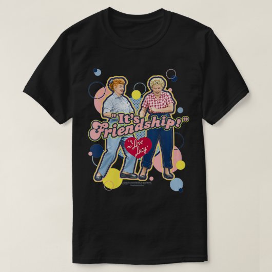 Woens I Love Lucy It's Friendship VNeck Tシャツ (デザイン正面)