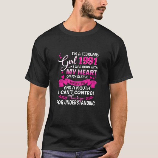 Woens I'm A February Girls 1991 30Th Birthday Gif Tシャツ (正面)
