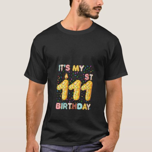 Woens It's My 111誕生日ドーナツ111歳 Tシャツ (正面)