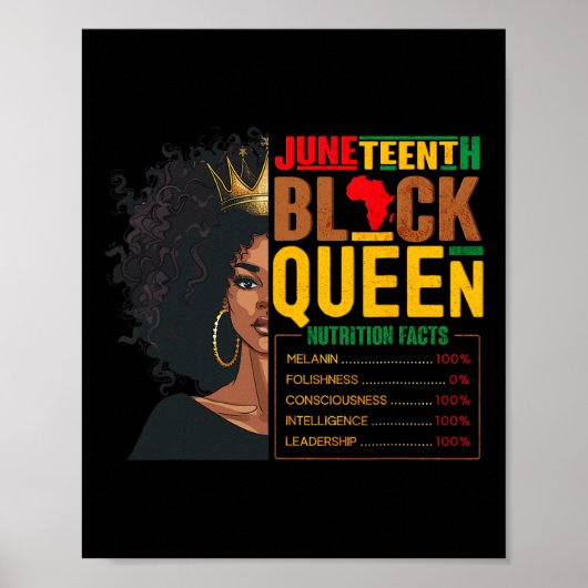 Woens Juneh Black Queen Nutritional Facts 4t ポスター (正面)