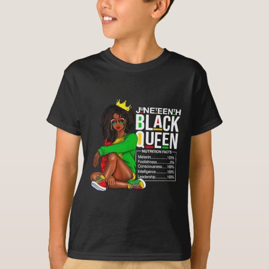 Woens Juneh Black Queen Nutritional Facts 4t Tシャツ (正面)