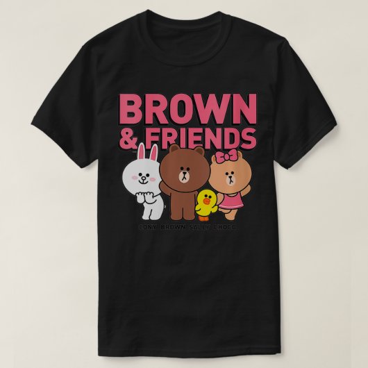 Woens Line Friends Brown & Friends Cast VNeck Tシャツ (デザイン正面)