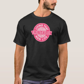 Woens Living That Triathlon Mom Lifeランニング's Bike Tシャツ