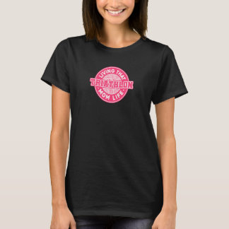 Woens Living That Triathlon Mom Lifeランニング's Bike Tシャツ