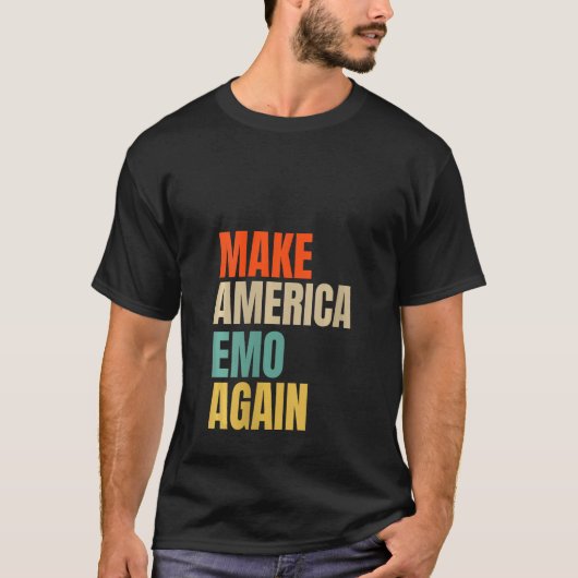 WOENS MAKE AMERICA EMO AGAINおもしろいゴシックUSアイディア Tシャツ (正面)
