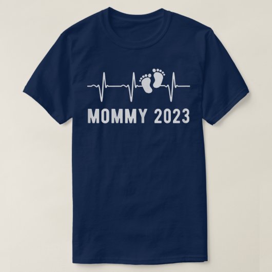 Woens Mommy 2023ハートビート妊娠発表 Tシャツ (デザイン正面)