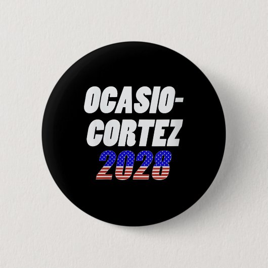 Woens Ocasio-cortez 2028 - Aoc For President V-ne 缶バッジ (正面)