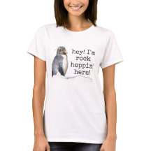 Woen's rockhopper penguin "hey I'm hoppin" Tシャツ