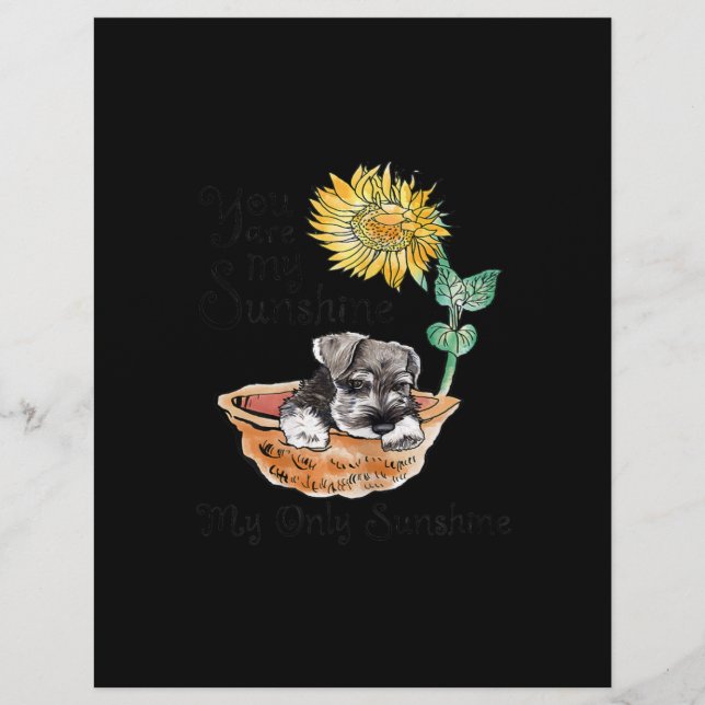 Woens You Are My sunshine Schnauzer Sunflower レターヘッド (正面)