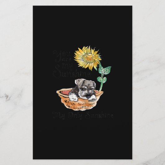 Woens You Are My sunshine Schnauzer Sunflower 便箋 (正面)