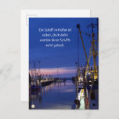 Wohlzeit Postkarten: Ein Schiff im Hafen ist ポストカード (正面/裏面)