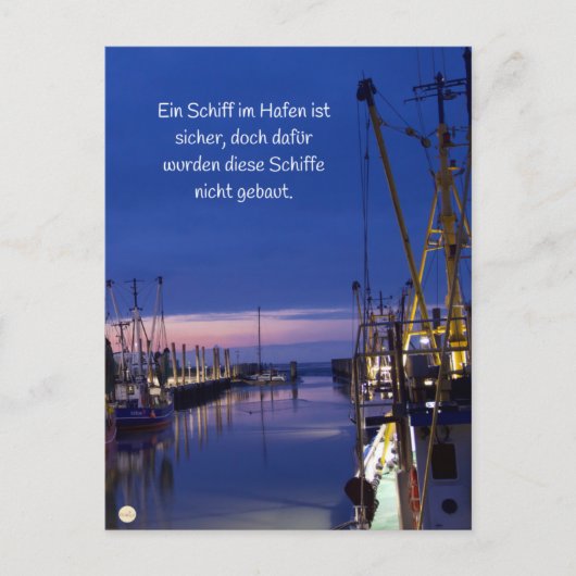 Wohlzeit Postkarten: Ein Schiff im Hafen ist ポストカード (正面)