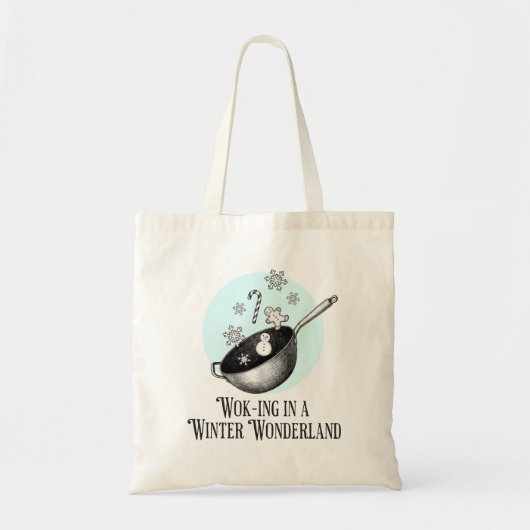 Wok Walking in a Winter Wonderland punny bag トートバッグ (正面)