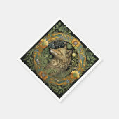 Wolfプロファイルのヴィンテージスタイル スタンダードカクテルナプキン (角)