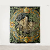 Wolfプロファイルのヴィンテージスタイル タペストリー (正面)