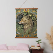 Wolfプロファイルのヴィンテージスタイル 吊り下げ型タペストリー (寝室)