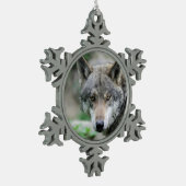 Wolf_011 スノーフレークピューターオーナメント (左)
