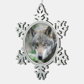 Wolf_011 スノーフレークピューターオーナメント (右)