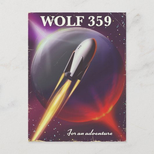 Wolf 359 "for an Adventure"宇宙旅行ポスター ポストカード (正面)