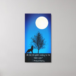 Wolf and Full Moon Canvas Wall Art キャンバスプリント