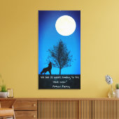 Wolf and Full Moon Canvas Wall Art キャンバスプリント (インサイチュ (リビング))