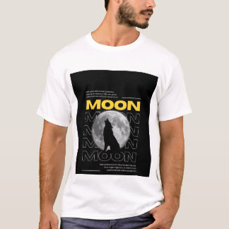 Wolf and Moon Design T-shirt Tシャツ