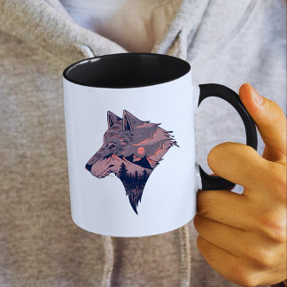 Wolf and Mountain Mug マグカップ