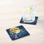 Wolf and Owl Mosaic Art スクエアペーパーコースター (インサイチュ)