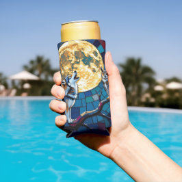  Wolf and Owl Mosaic Art スリム缶クーラー