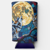  Wolf and Owl Mosaic Art スリム缶クーラー (正面)