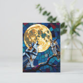 Wolf and Owl Mosaic Art | Saying Hi ポストカード (スタンド正面)