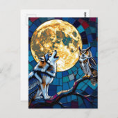 Wolf and Owl Mosaic Art | Saying Hi ポストカード (正面/裏面)