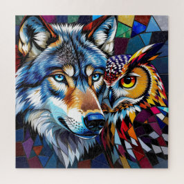 Wolf and Owl Vibrant and Colorful ジグソーパズル