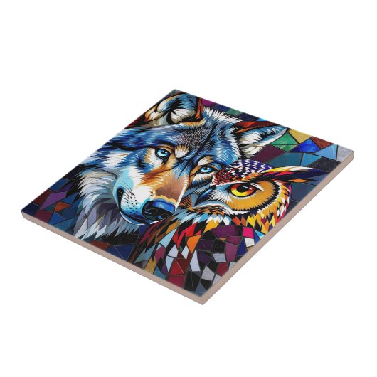 Wolf and Owl Vibrant and Colorful タイル (側面)