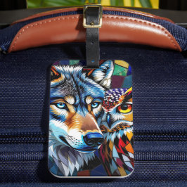 Wolf and Owl Vibrant and Colorful ラゲッジタグ