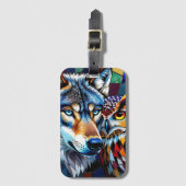 Wolf and Owl Vibrant and Colorful ラゲッジタグ (正面縦)