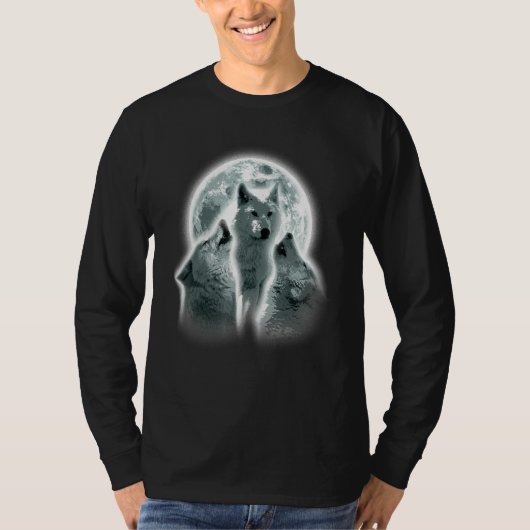Wolf Animals Howls Moon Print Animal Lovers Wolf_1 Tシャツ (正面)