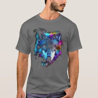 Wolf Art Colourful Animal Motif Artwork Wolf funny Tシャツ