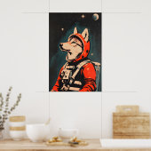 Wolf Astronaut Poster, Wolf Retro Print, Wolf ポスター (キッチン)