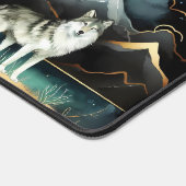 Wolf Aurora Borealis Desk Mat Northern Lights デスクマット (コーナー)