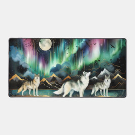 Wolf Aurora Borealis Desk Mat Northern Lights デスクマット
