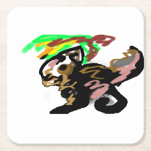 Wolf autumn joy スクエアペーパーコースター (正面)