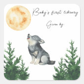 Wolf Baby Shower Baby's first library  スクエアシール (正面)