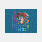 Wolf Be Kind Suicide Awareness Mental Health Suprt フリースブランケット (正面(横))