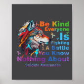 Wolf Be Kind Suicide Awareness Mental Health Suprt ポスター (正面)