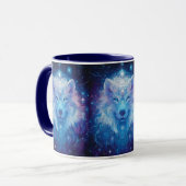 Wolf Blau magischer Sternenhimmel マグカップ (正面左)
