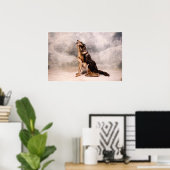 Wolf Bodypainting Illusion ポスター (ホームオフィス)