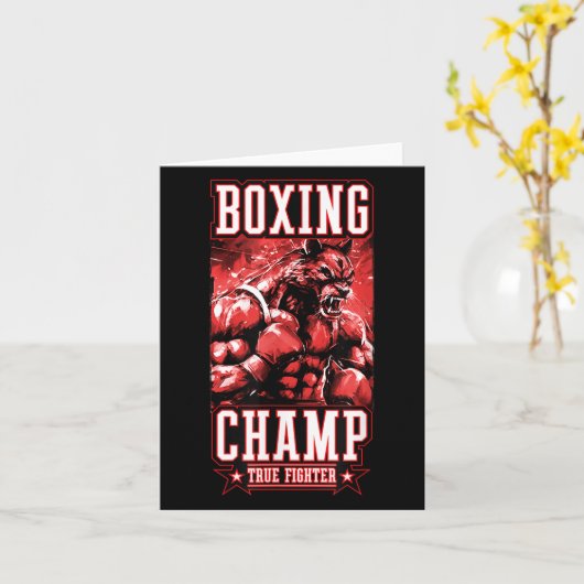 Wolf Boxing Champ _ Boxer Fighter Motivation カード (黄色い花)