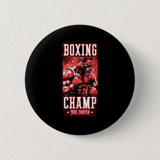Wolf Boxing Champ _ Boxer Fighter Motivation  缶バッジ (正面)