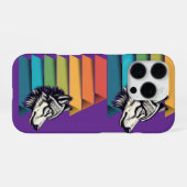 Wolf Breaking Through Color Stripes – Bold Graphic iPhoneケース (裏面横)